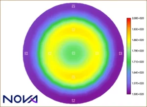 Wafer map of B peak concentration